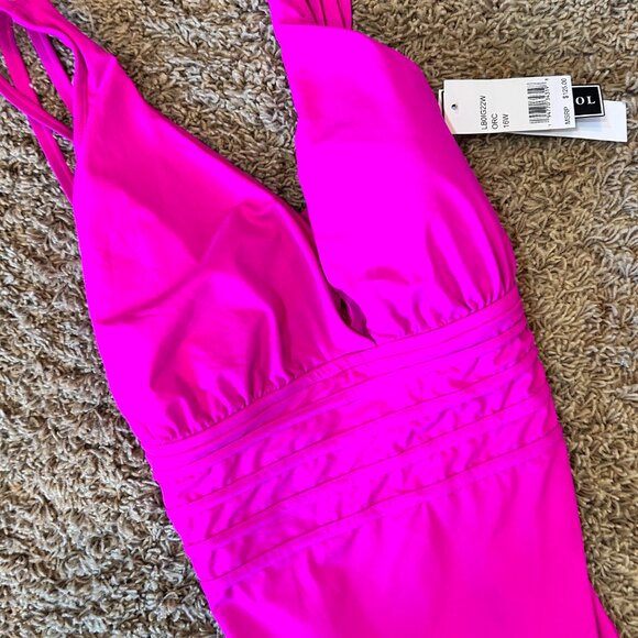 NWT La Blanca Women's Plus Island Goddess Mio One-Piece Swimsuit in Pink Sz 16W - Picture 4 of 6